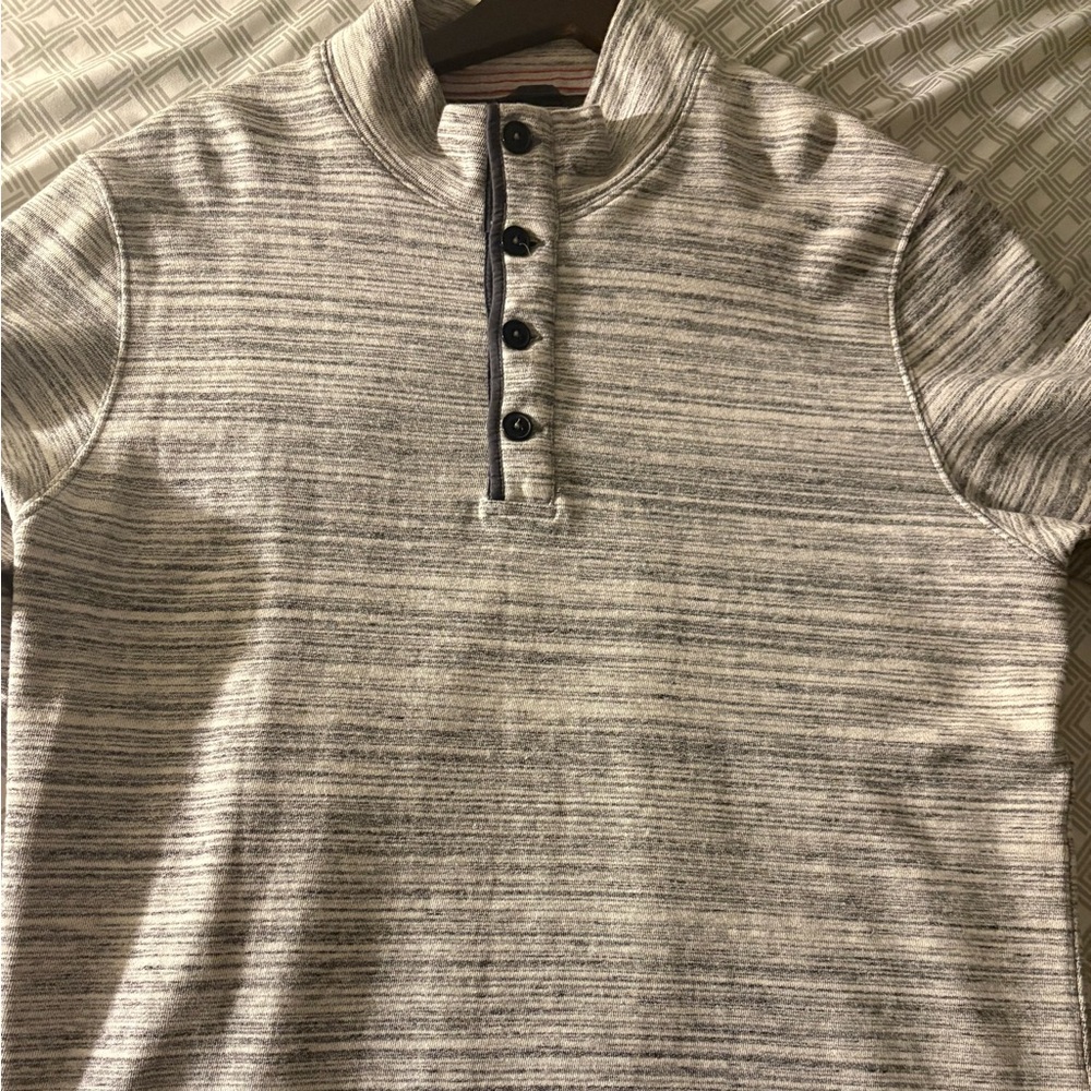 Relwen Men's Heather Gray French Terry Loopback Mock Neck Pullover Size L EUC